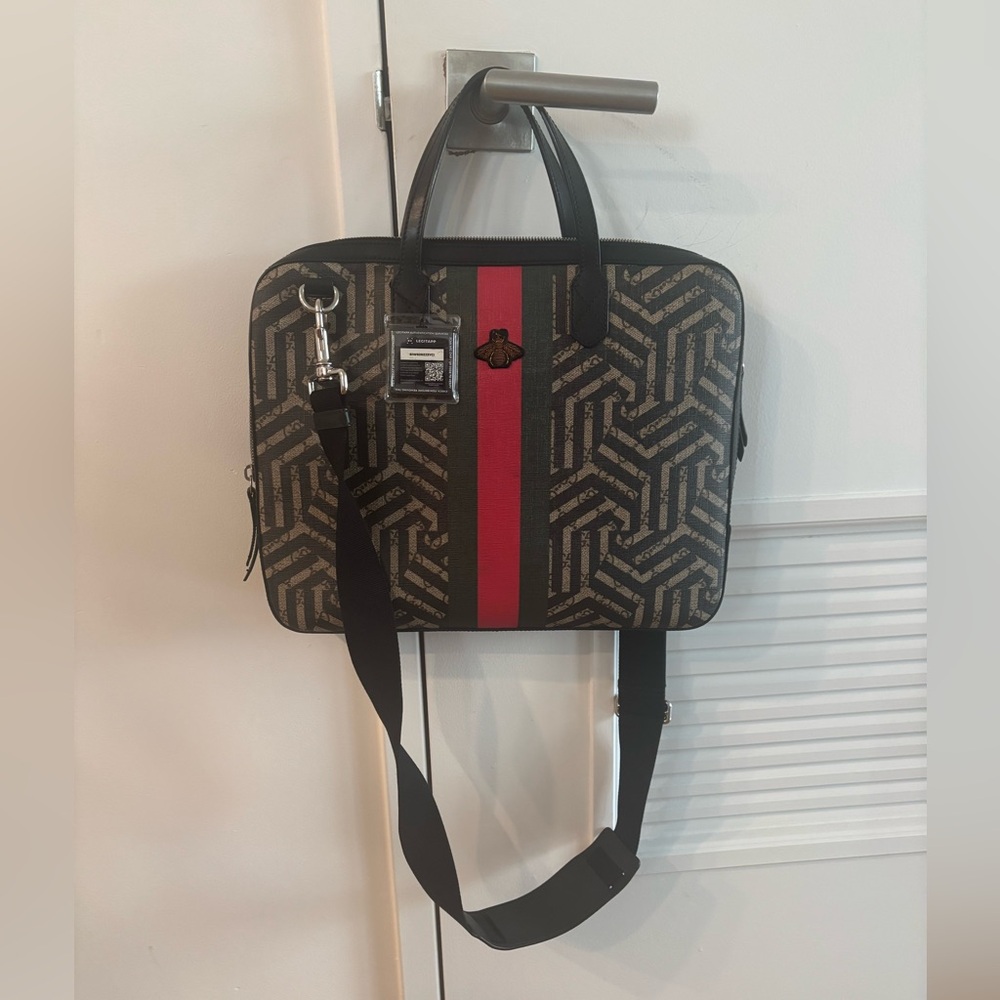Gucci Special Edition GG Kaleido Laptop Bag with Red Center Stripe And Bee Logo